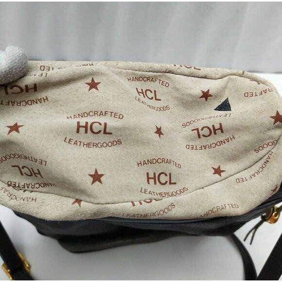 HCL Black Gray Leather Buckle Flap Crossbody Bag - VTG Made in Germany - Picture 13 of 14